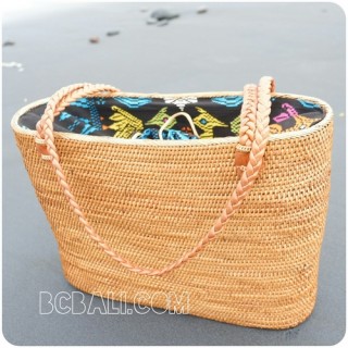 shopping beach handbags straw rattan full handwoven ethnic style